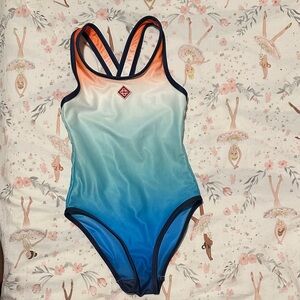 Casablanca Blue and Orange Kids Ombré One Piece Swimsuit